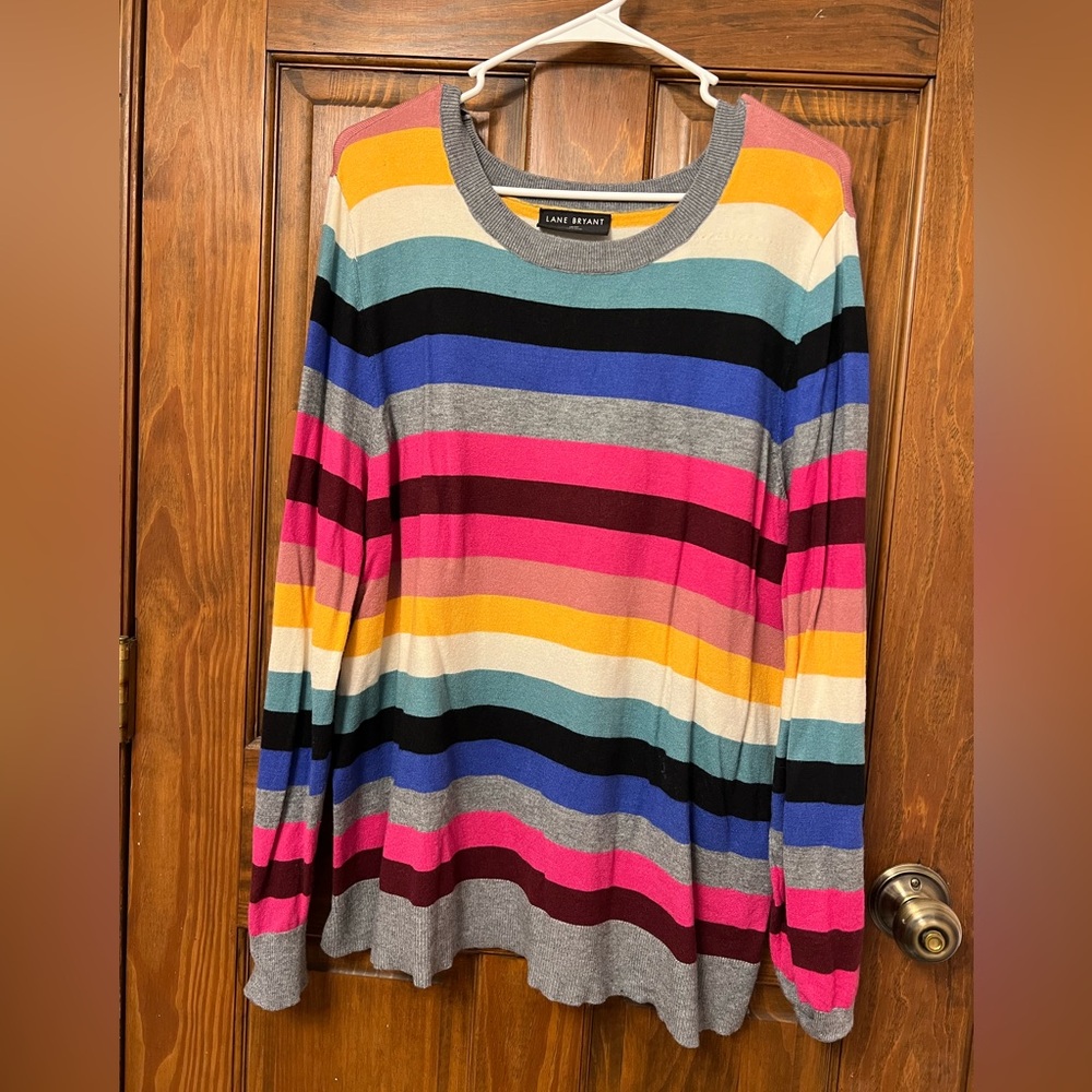 Lane Bryant Gray and Yellow Knit Top